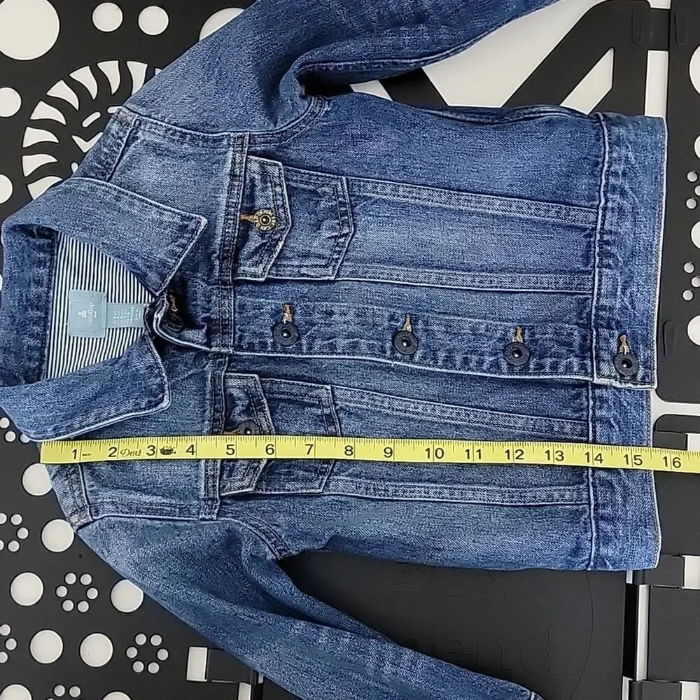Baby Gap Blue Distressed Denim Jean Button-Up‎ Jacket Size 4 FLAWED